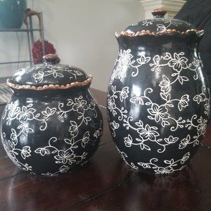 Vintage Black & White Ginger Jars ~ Urns